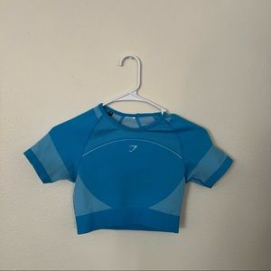 Teal blue Gymshark angel wing holes t shirt stretchy